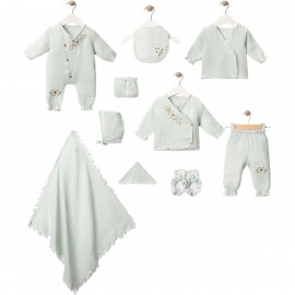 Müslin 10 Parça Zıbın Seti Su Yeşili