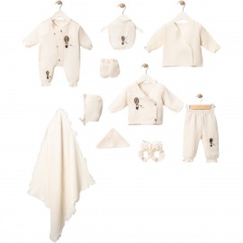 Müslin 10 Parça Zıbın Seti Su Ekru