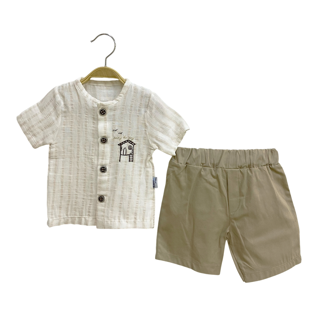 Baby Hi Şortlu Gömlek Takım Bej