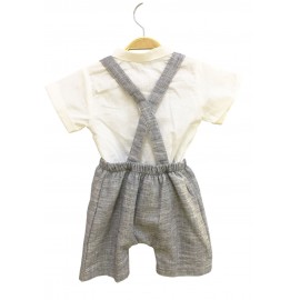 Keten Askılı Şort Gömlek Takım Şapkalı