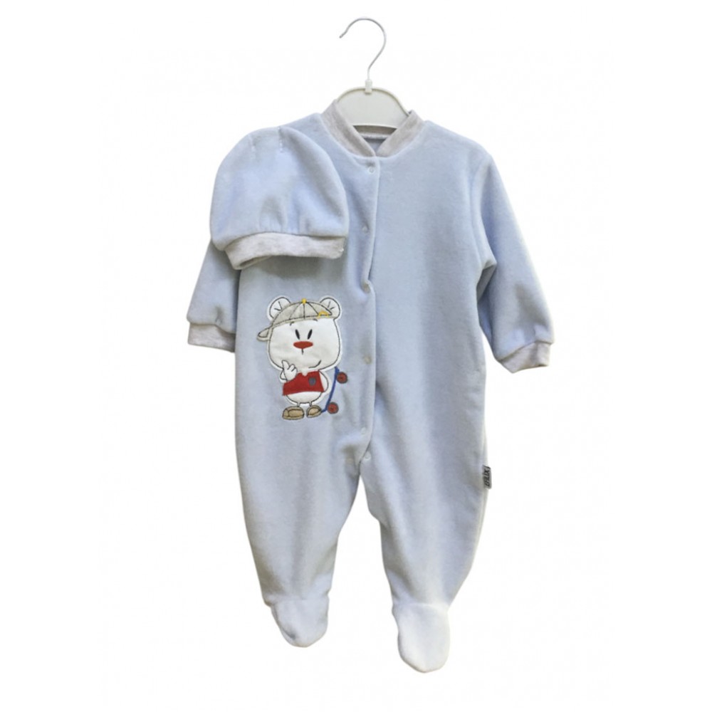 Efilix 520 Kadife Tulum Şapkalı Mavi