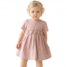 Popshops 932 Elbise Çiçekli Pembe 3-12 Ay