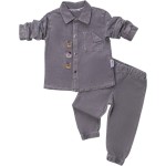 Kırık Cepli Gömlek Takım Kot Gri