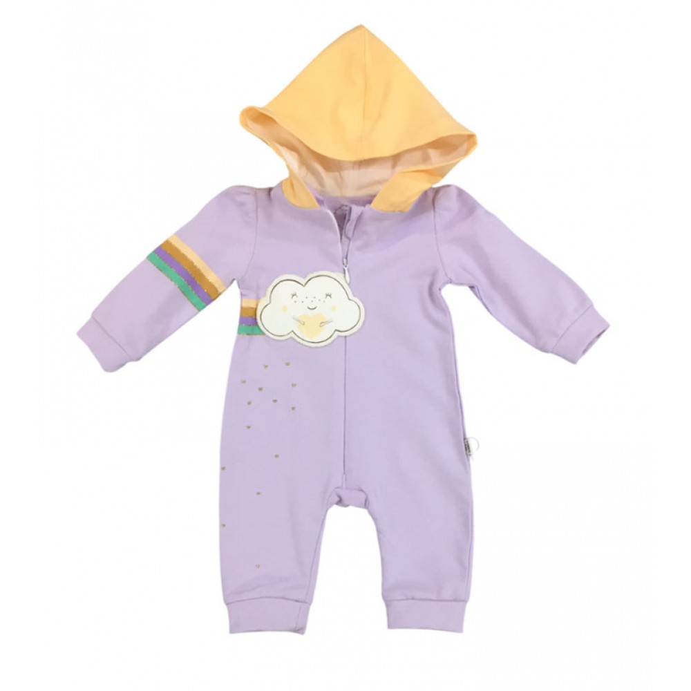 Tongs Baby 4381 Kapşonlu Penye Tulum Lila