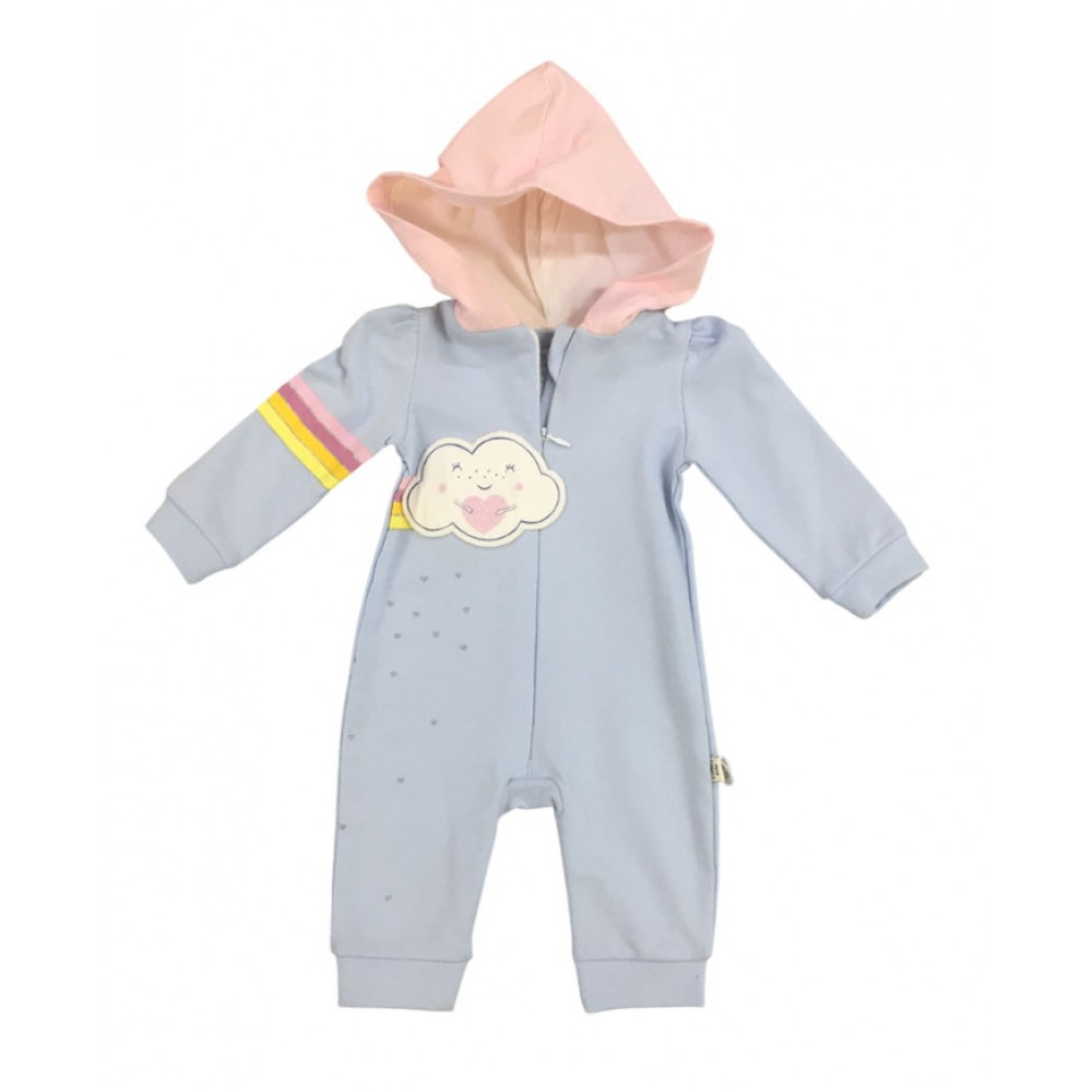 Tongs Baby 4381 Kapşonlu Penye Tulum Mavi