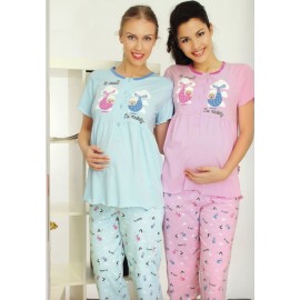 Baha 1939 Lohusa Capri Pijama Pembe