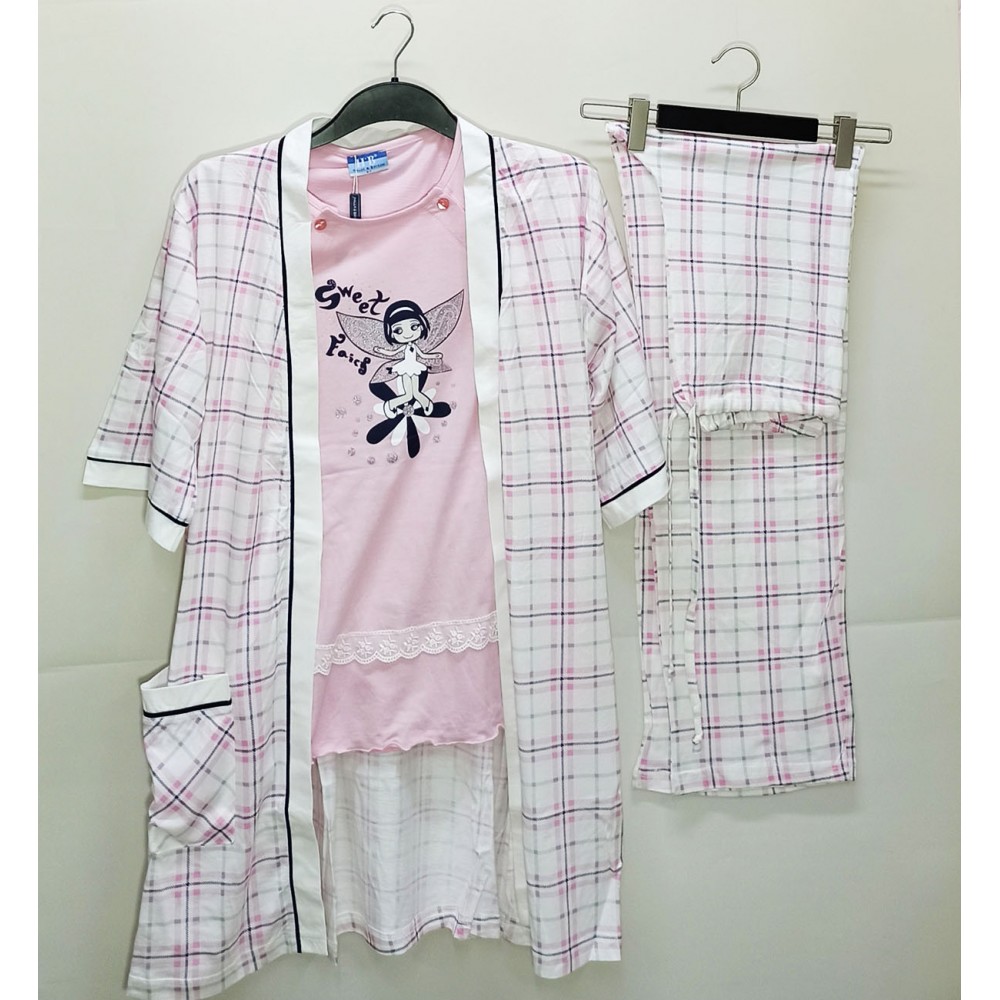Baha 2144 Lohusa Pijama & Sabahlık Pembe