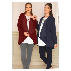 Baha 2931 Taytlı Sabahlıklı Lohusa Takım Bordo