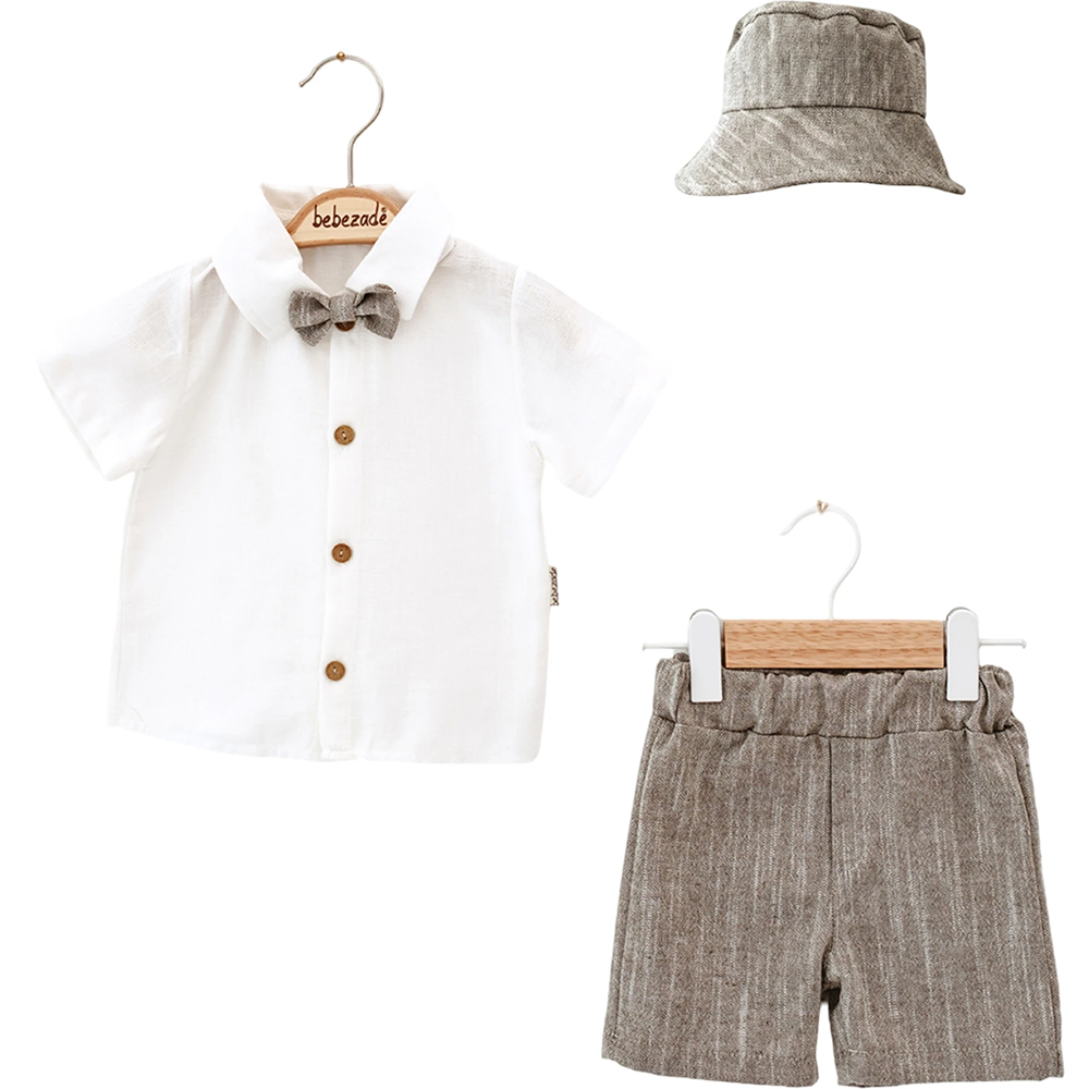 Bebezade 1128 Noah 3 lü Şapkalı Takım