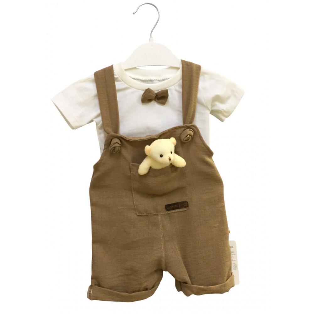 Müslin Salopet Takım Oyuncak Ayılı