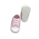 Bebiccino 1095 Bağcıklı Bebek Patik Çizgili Pembe
