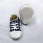 Babysem 4005 Bağcıklı Bebek Patik Ekose Lacivert