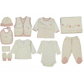 Gaye Bebe 10 Parça Zıbın Seti Flowers Pudra