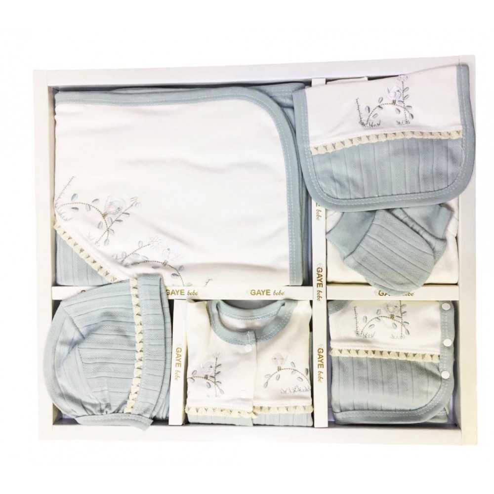 Gaye Bebe 10 Parça Zıbın Seti Kuşlu Yeşil