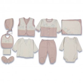 Gaye Bebe 6655 10 parça Zıbın Seti Kuşlu Pudra