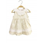 Fistolu Keten Bebek Elbise Ekru