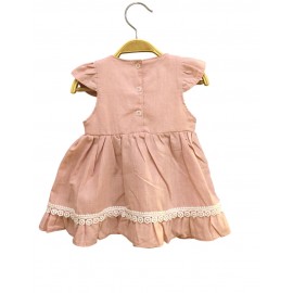 Fiyonklu Keten Bebek Elbise