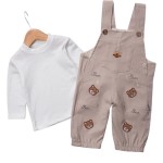 Salopet Takım Gabardin Bear İşli Bej