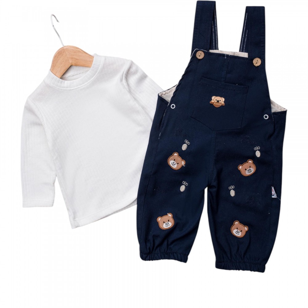 Salopet Takım Gabardin Bear İşli Lacivert