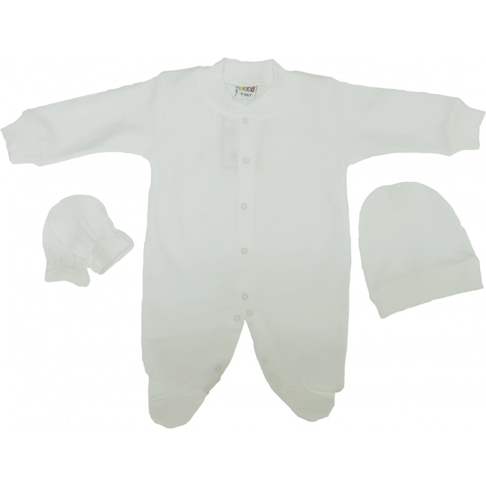 Sebi 4001 Düz Penye Tulum Ekru