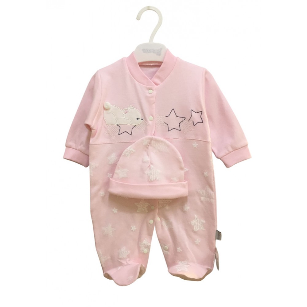 Tonton 9162 Penye Bebek Tulum Şapkalı Pembe