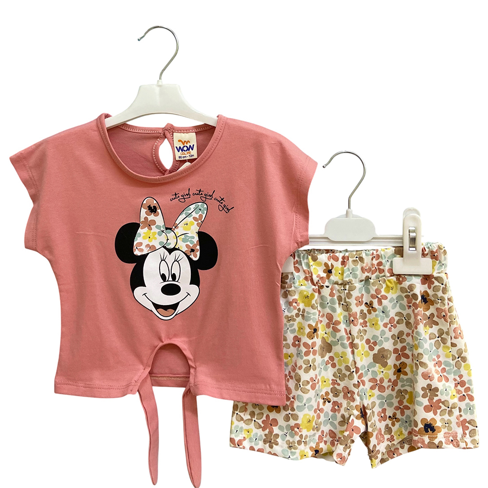 Wow 10610 Kız Şortlu Takım Minnie Pudra