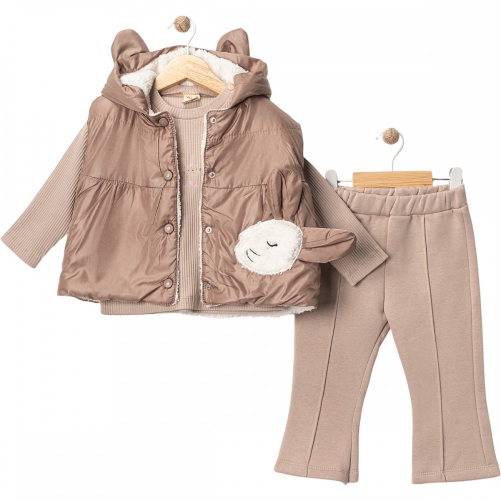 Tavşan Nakışlı 3lü Yelekli Takım